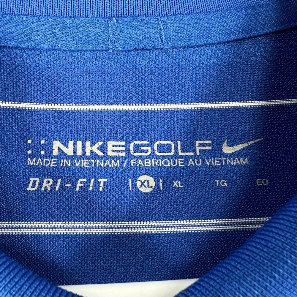 Nike Polo Shirt Mens XL Extra Large Blue Striped Short Sleeve Golf Casual DriFit